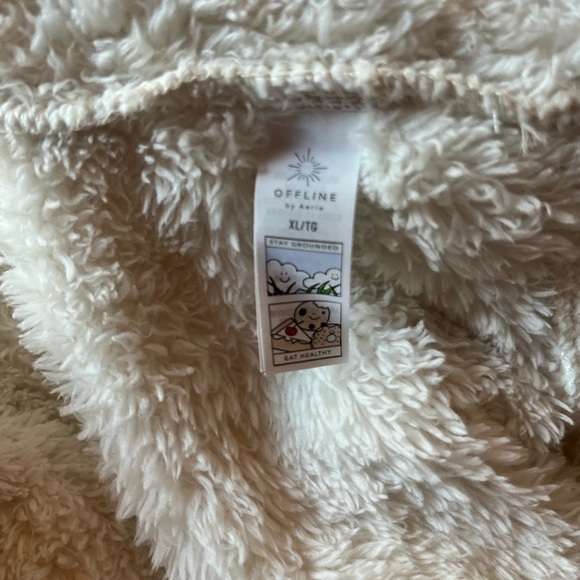 OFFLINE By Aerie Fluffy Sherpa Cropped Full Zip Sweatshirt Cool White Size XL - Picture 11 of 12